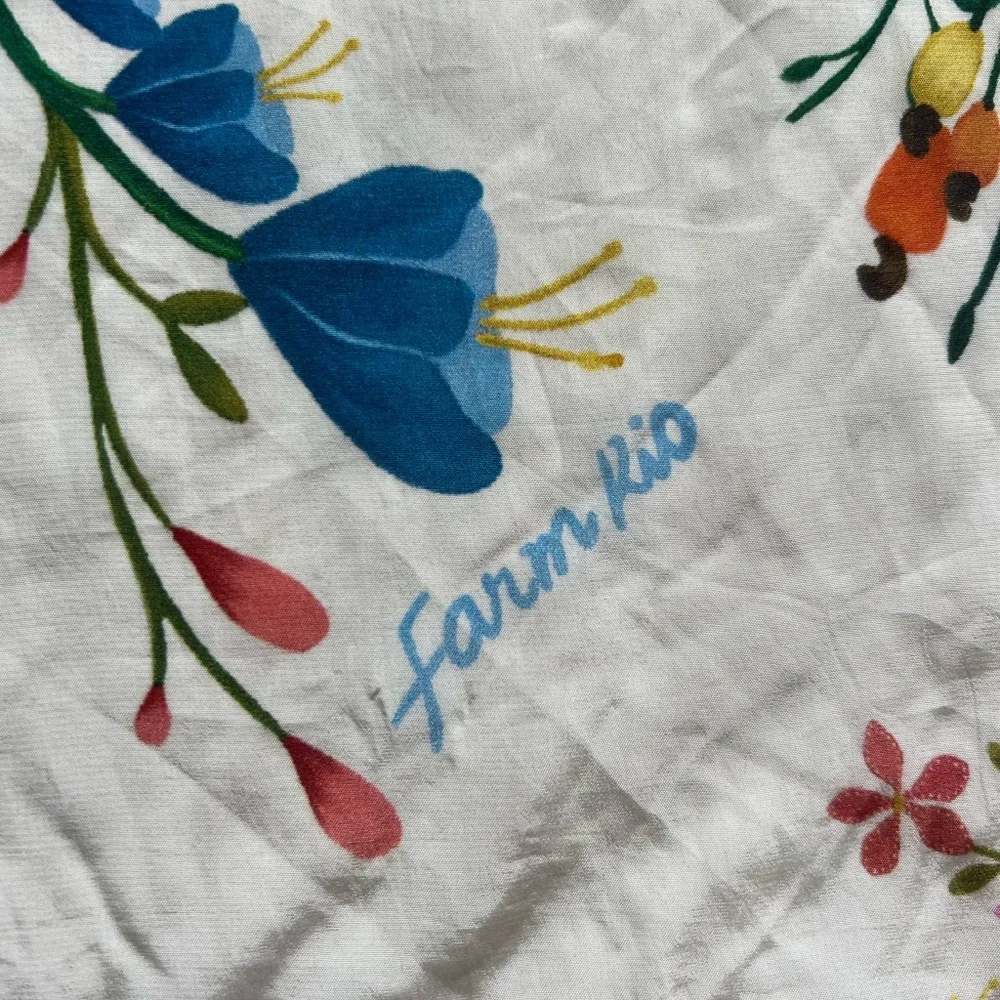FARM Rio White Parrot Floral Silk Scarf with Red, Blue, Green Accents